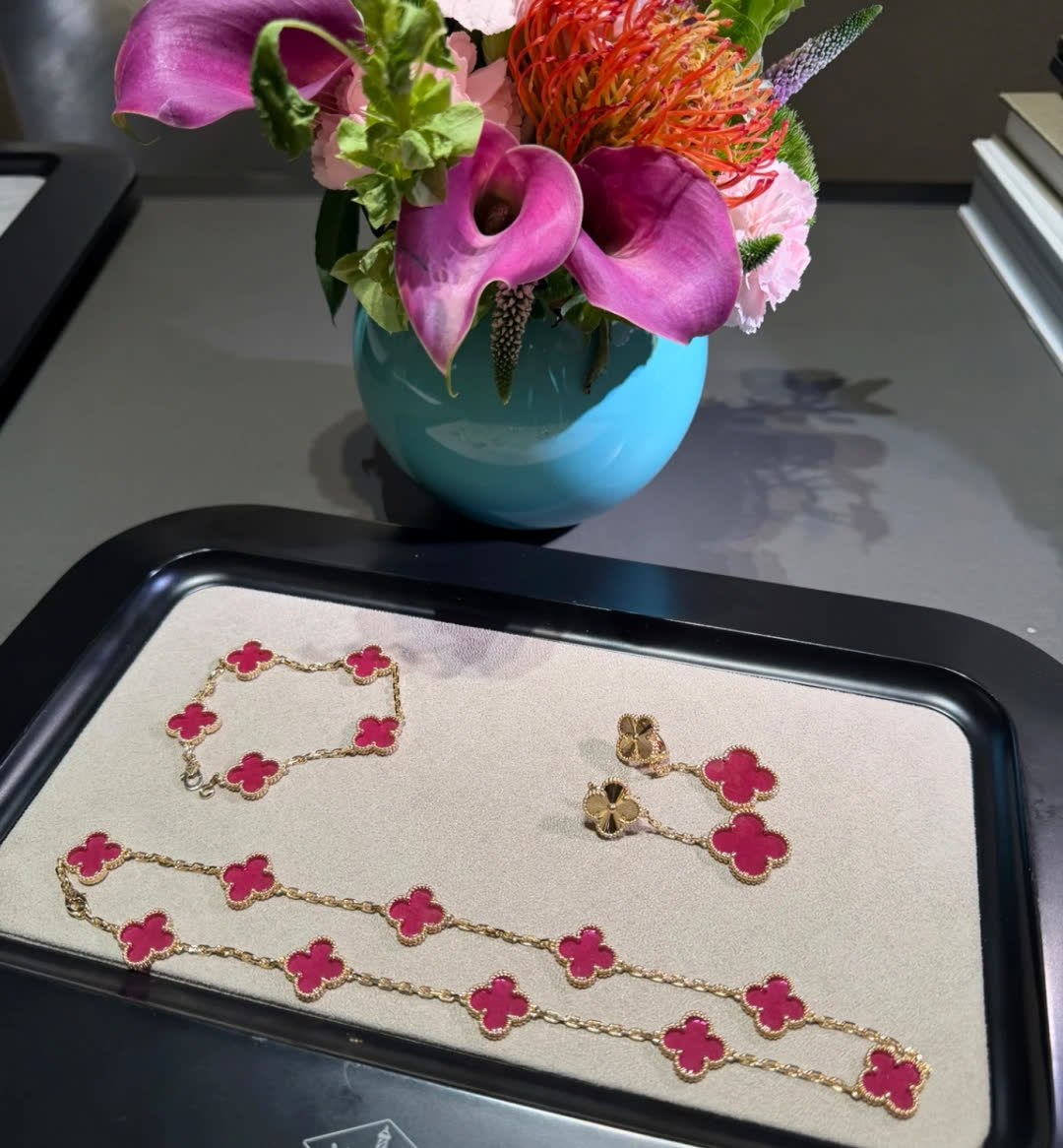 Van Cleef & Arpels Alhambra Necklace with Red Enamel